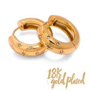 18K Gold Plated Hoops Inlaid w/ Cubic Zirconia